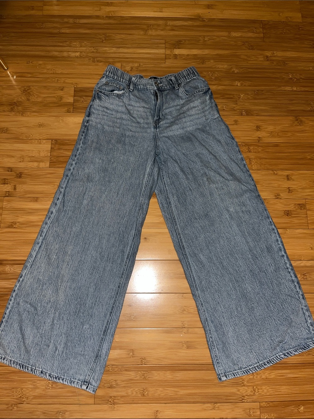 Rewash Wide Leg Flare Jeans - Light Blue Wash